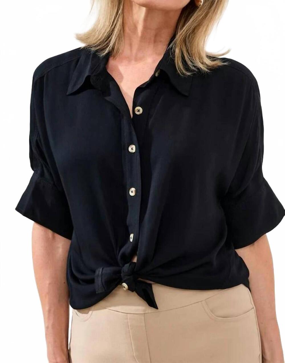 NEW TRIBAL elbow sleeve blouse in black